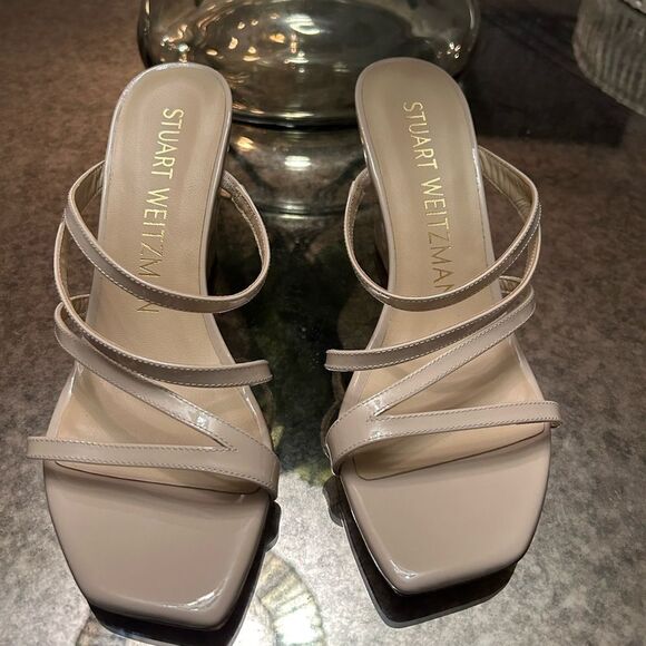 Stuart Weitzman Strapeze 85 Nude Wedge Sandals NEW - Picture 3 of 4